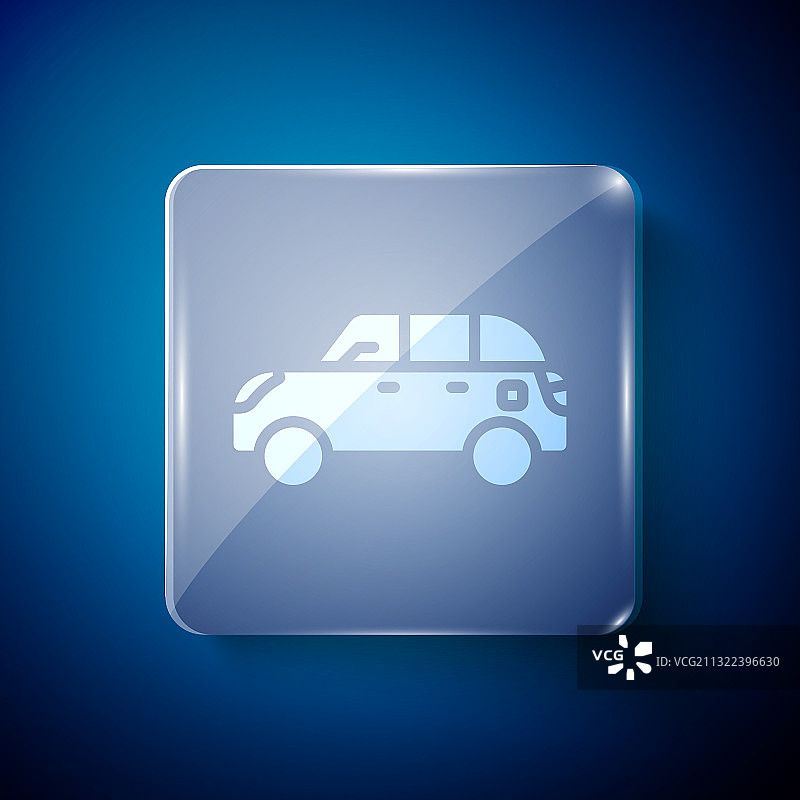 蓝色背景上的白色掀背车图标图片素材