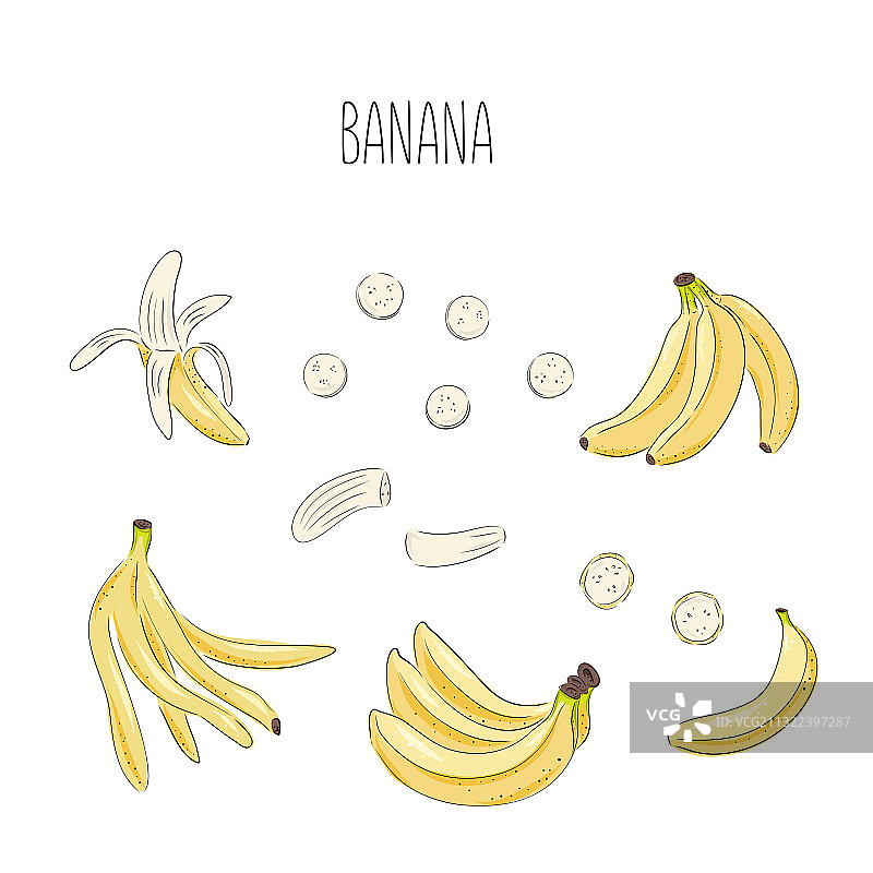 手绘香蕉图案集合图片素材