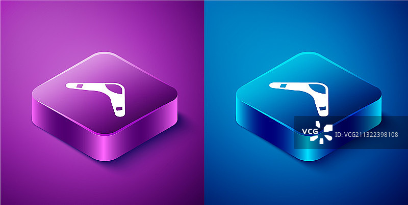 2.5D回旋镖图标，蓝色背景图片素材