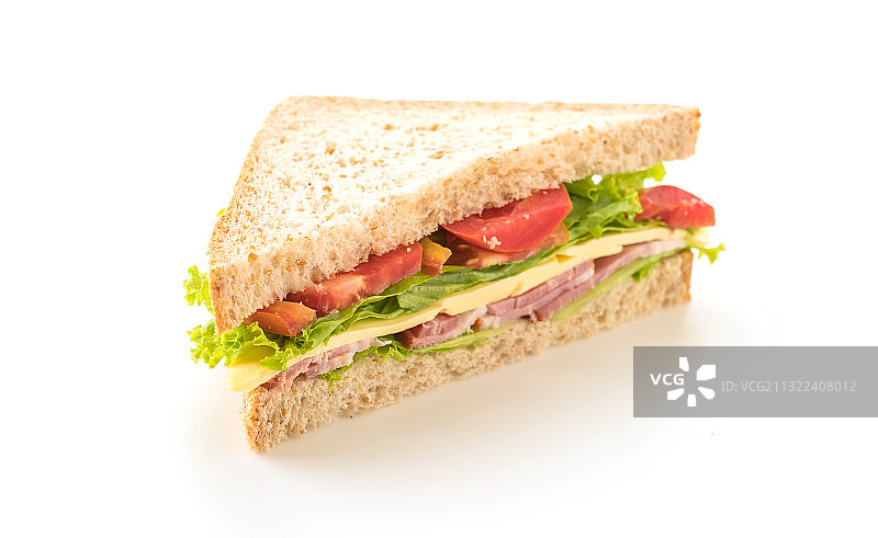 白色背景上的三明治特写图片素材