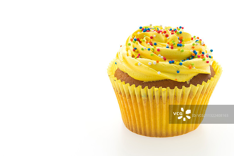 纸杯蛋糕特写，白色背景图片素材