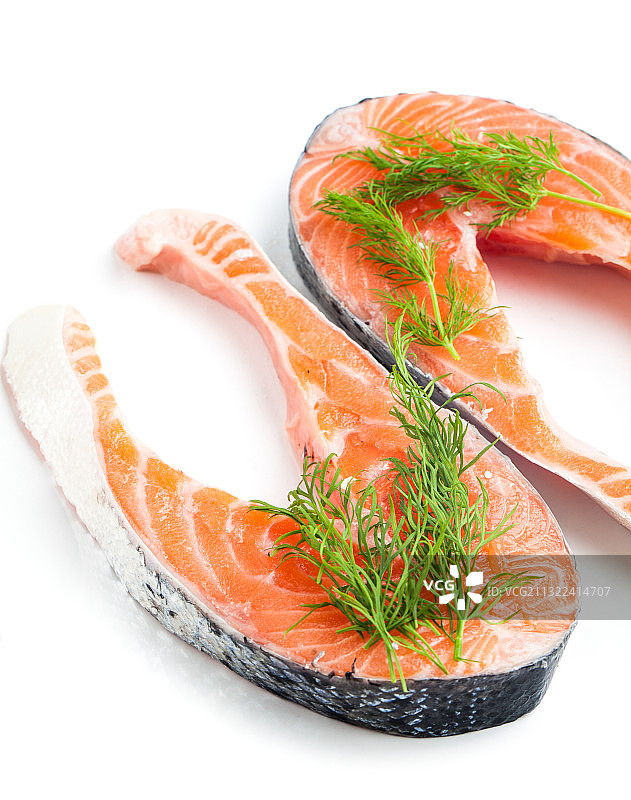 白色背景上的新鲜海鲜特写图片素材