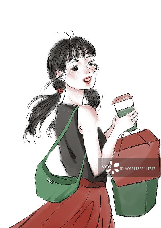 女孩插画图片素材