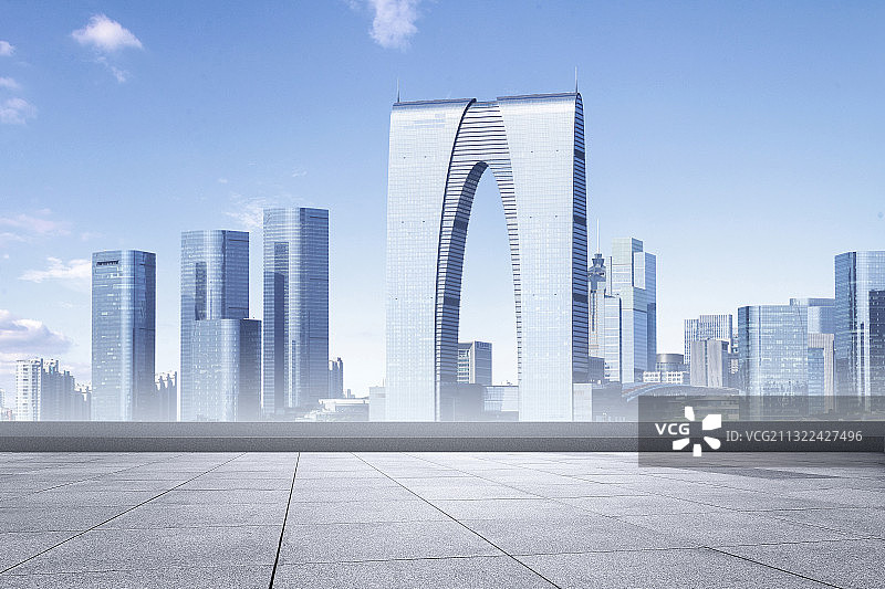 以东方之门为背景的汽车合成场景图图片素材