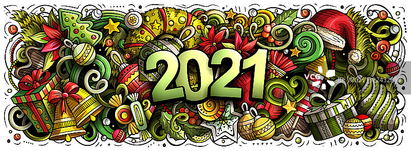 2021年涂鸦风格新年横幅图片素材