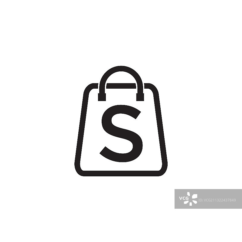 包含字母S的购物袋标志图片素材