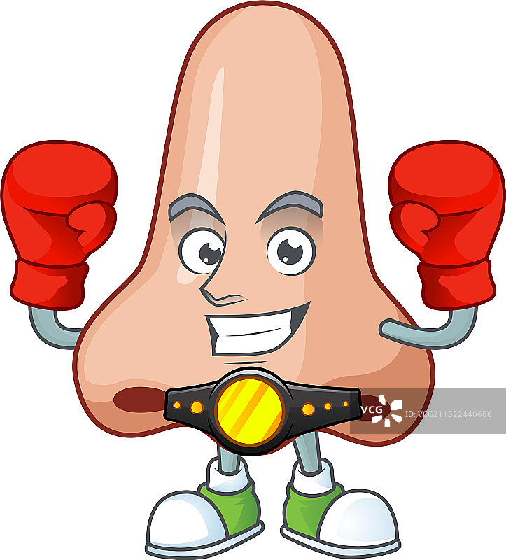 运动型鼻子拳击运动员卡通吉祥物设计图片素材