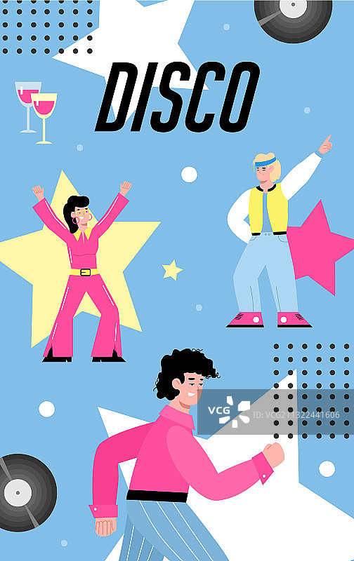 卡通迪斯科派对banner或贺卡图片素材