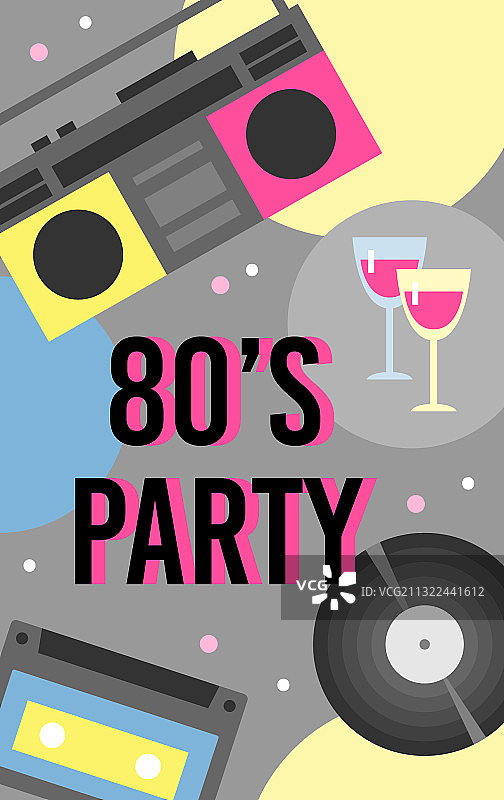 80年代复古派对音乐录音机背景图片素材