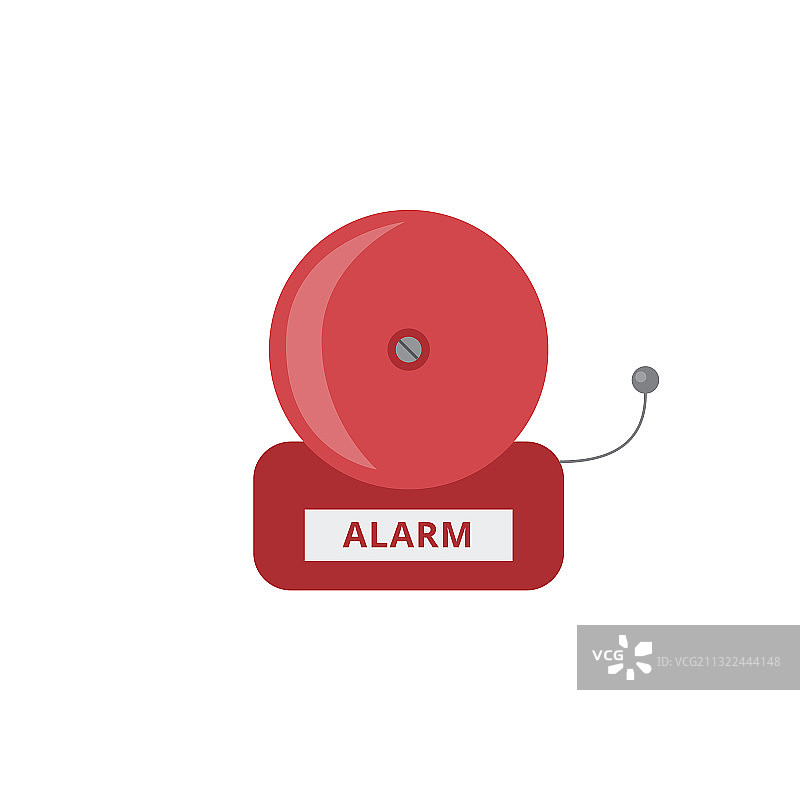 红色金属火警铃扁平化孤立图标图片素材
