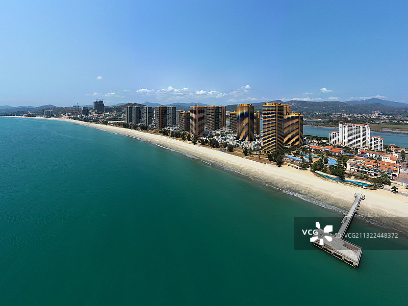 广东省惠州市惠东县平海镇万科双月湾度假区航拍图片素材