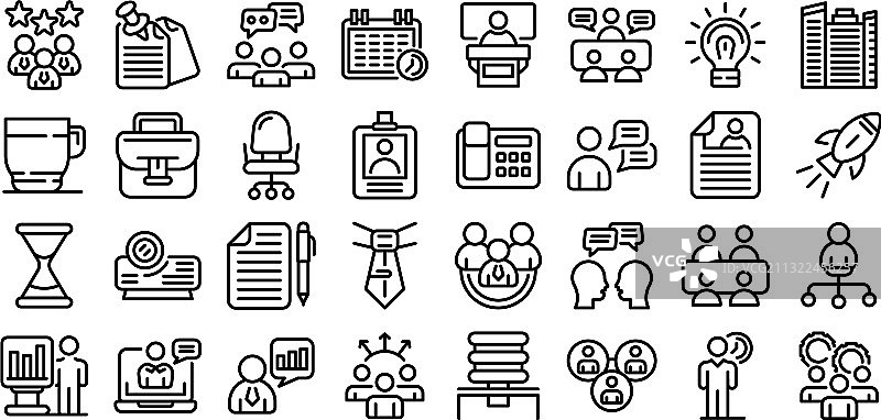 线性风格会议图标组图片素材