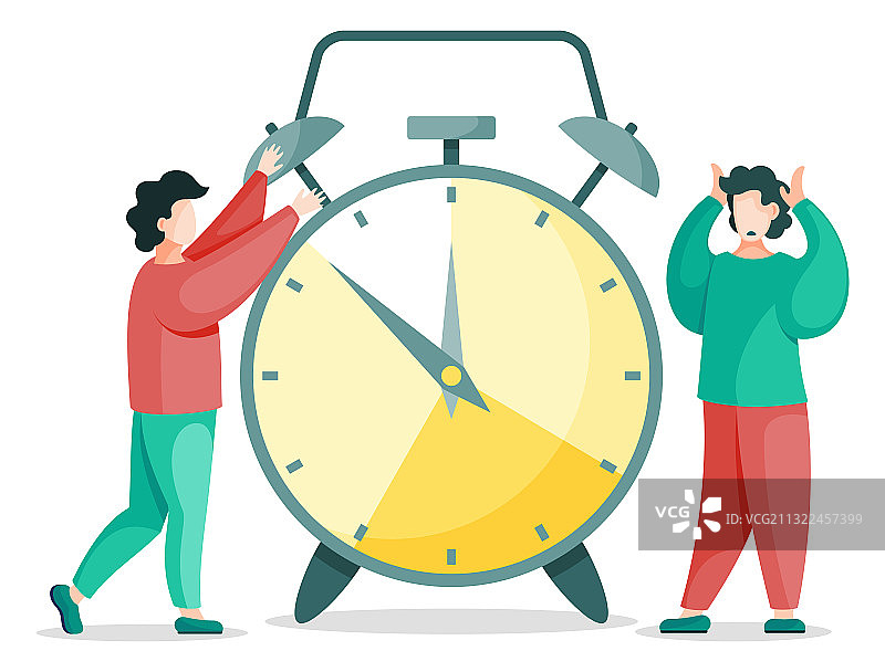 高效时间管理：复古时钟旁的人们图片素材
