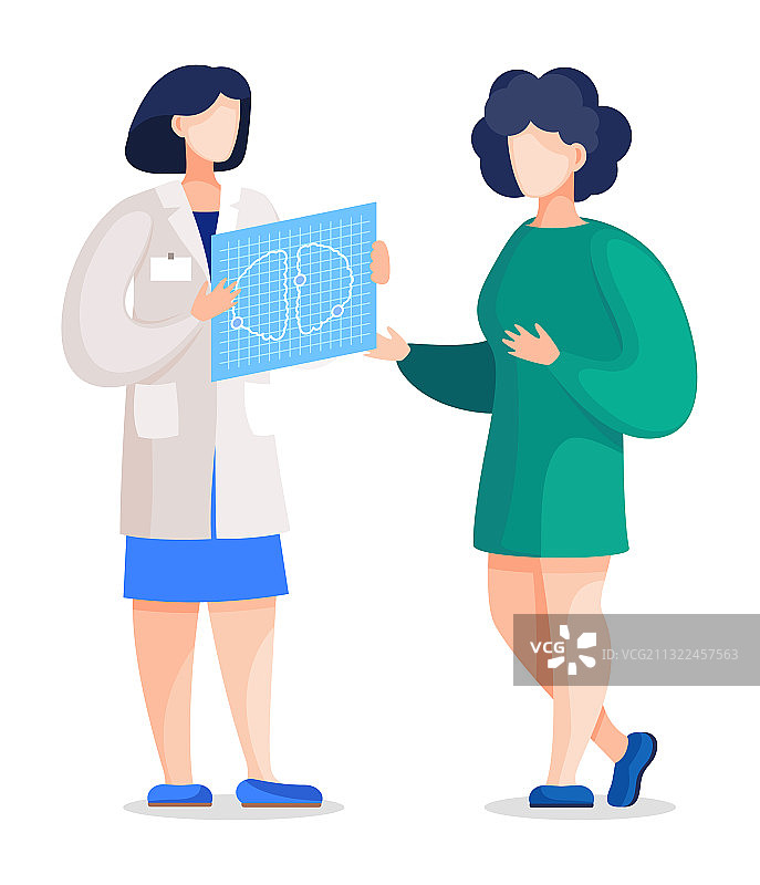 女医生与核磁共振扫描和隔离的病人图片素材