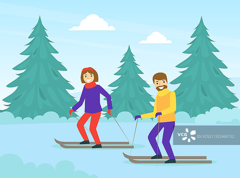 冬季滑雪情侣图片素材