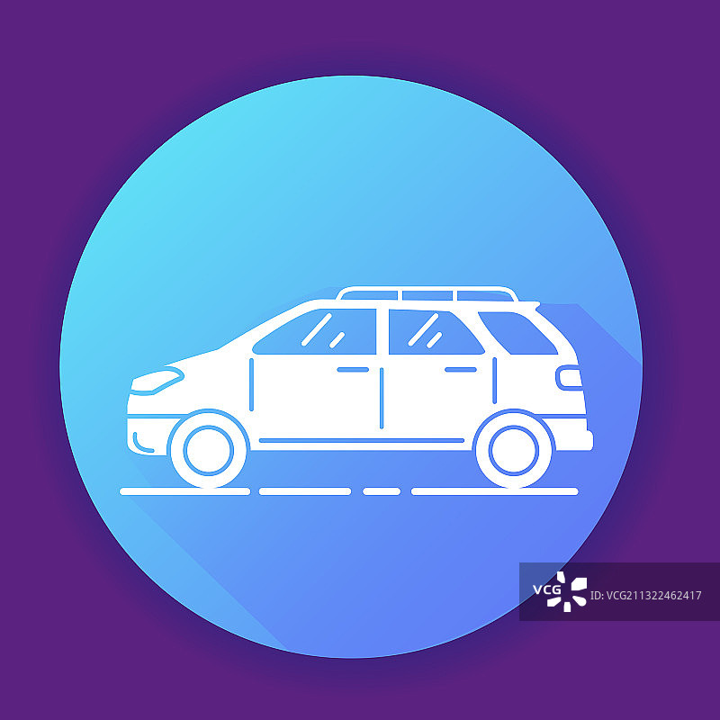 蓝色背景上的汽车扁平图标图片素材