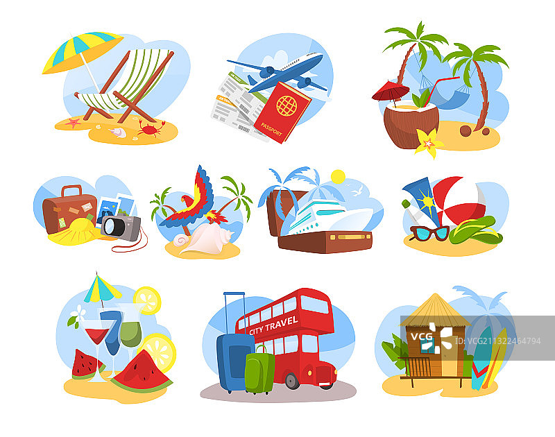 卡通旅行物品合集图片素材