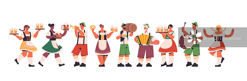 拿着啤酒杯的混血服务员：慕尼黑啤酒节图片素材