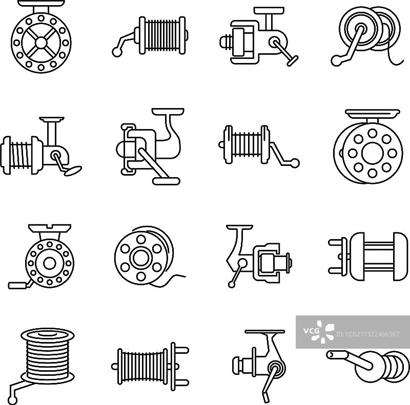 鱼线轮图标轮廓样式图片素材