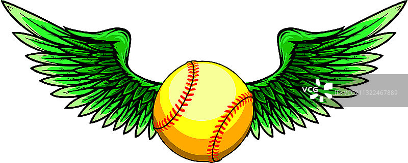 带天使翅膀的飞行棒球图片素材