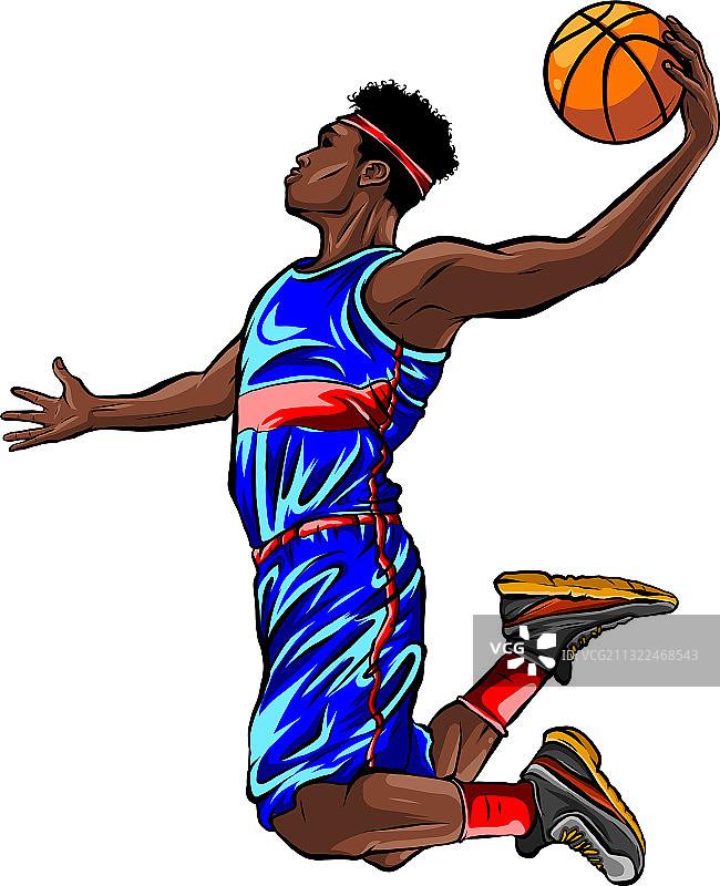 跳起来投篮的黑人篮球运动员图片素材