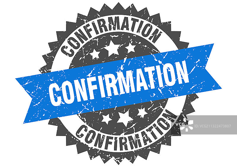 带绶带的Grunge圆形确认印章图片素材