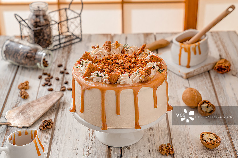 焦糖咖啡蛋糕图片素材