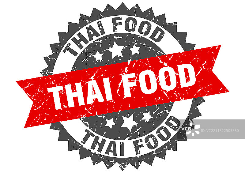 带绶带的泰国美食圆形Grunge印章图片素材