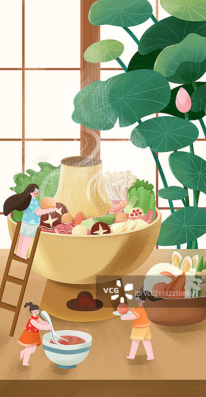 大暑盛夏荷花火锅热闹图片素材