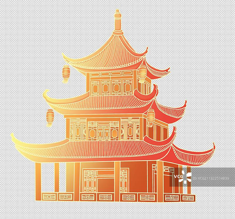 国潮中式建筑图片素材
