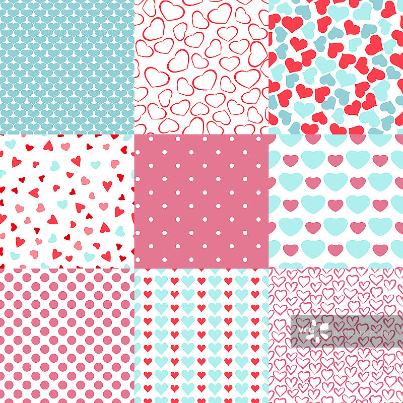 心形圆点浪漫无缝印花图案图片素材