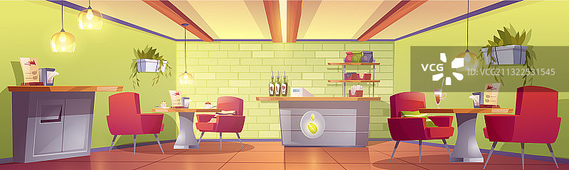 带收银台的咖啡馆内景图片素材