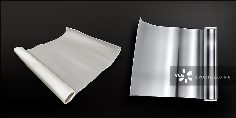 铝箔纸和白色烘焙纸卷图片素材