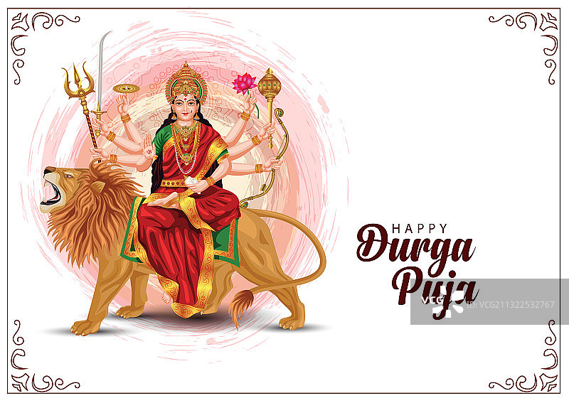 杜尔迦 पूजा शुभ节日中的印度杜尔迦女神图片素材