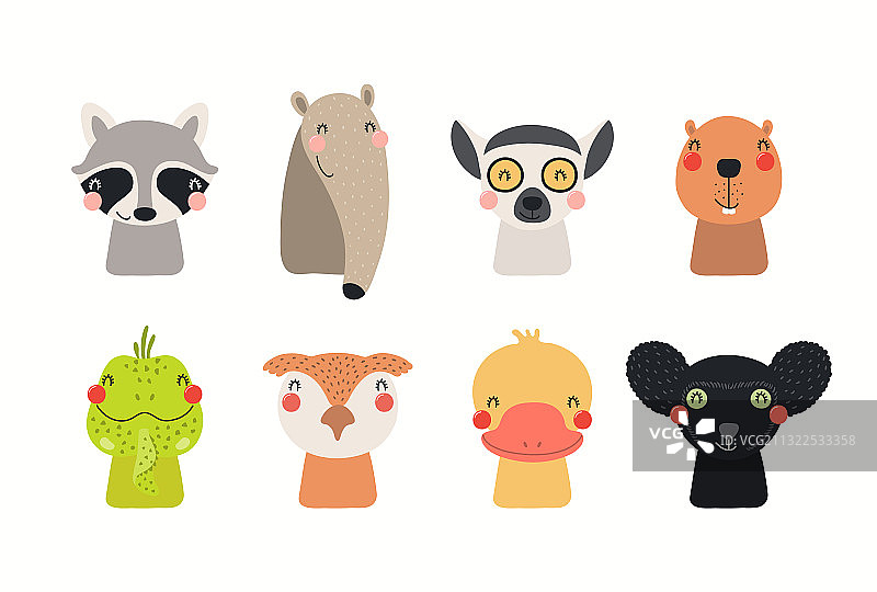 可爱动物套装图片素材