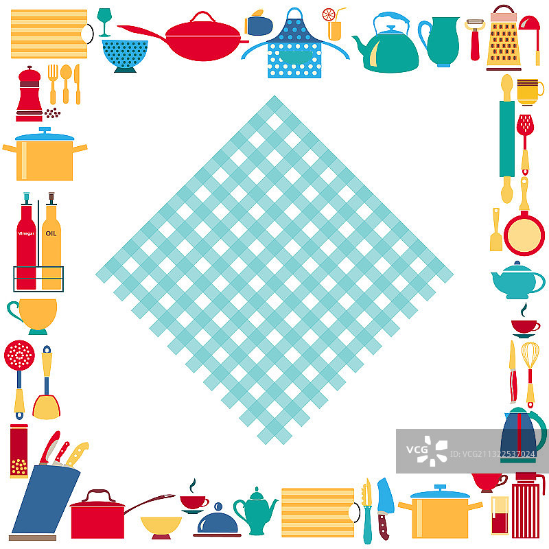 厨房用具和餐饮用具套装图片素材