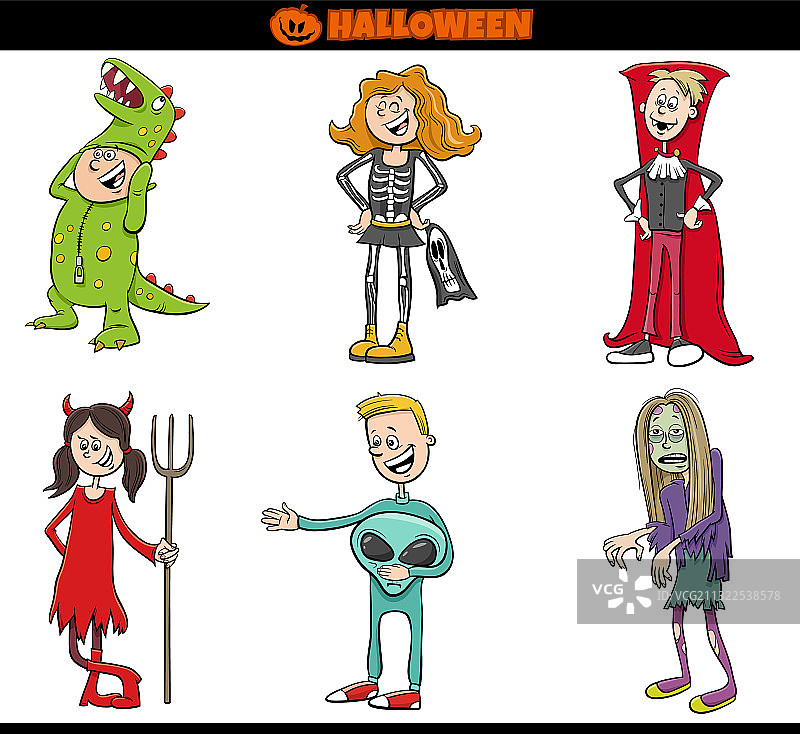 卡通万圣节儿童服装套装图片素材