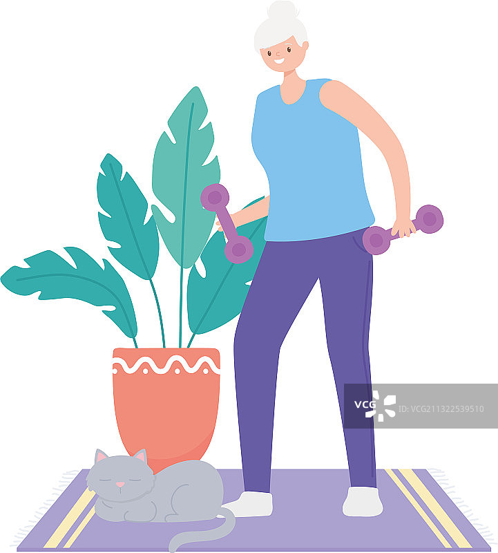 老年妇女在健身图片素材