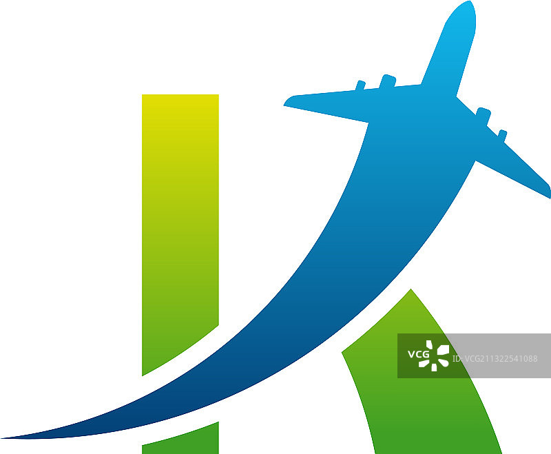 扁平现代K字母创意旅行logo设计图片素材