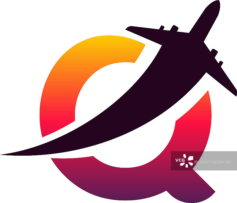 扁平现代Q字母旅行标志设计概念图片素材