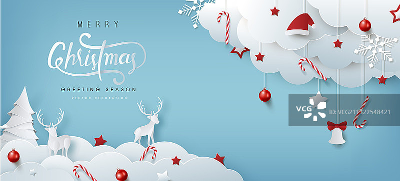 纸艺风冬季圣诞节组合图片素材