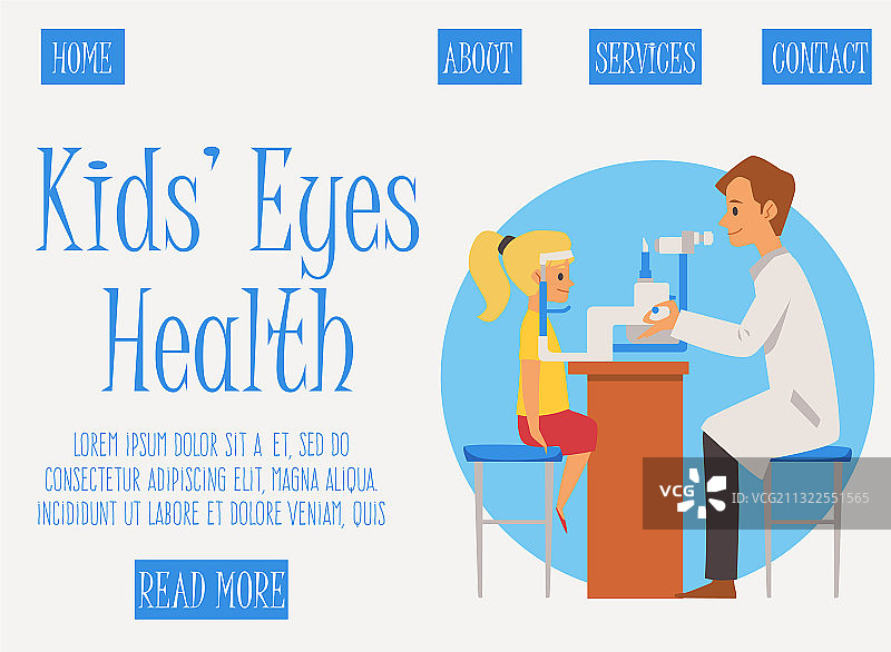 儿童眼保健检查扁平风格着陆页图片素材
