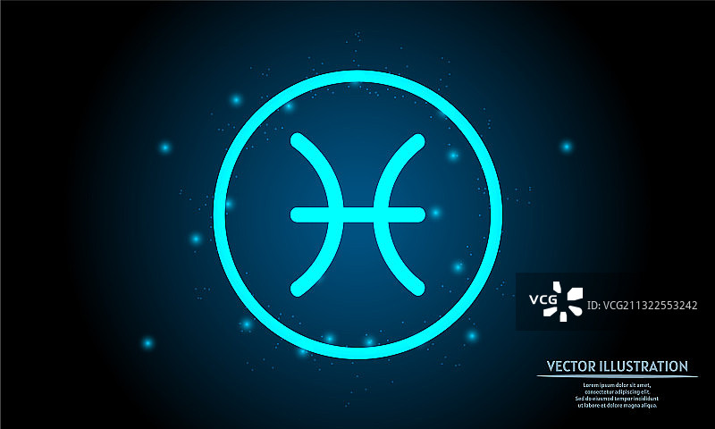 深蓝色背景发光双鱼座图片素材