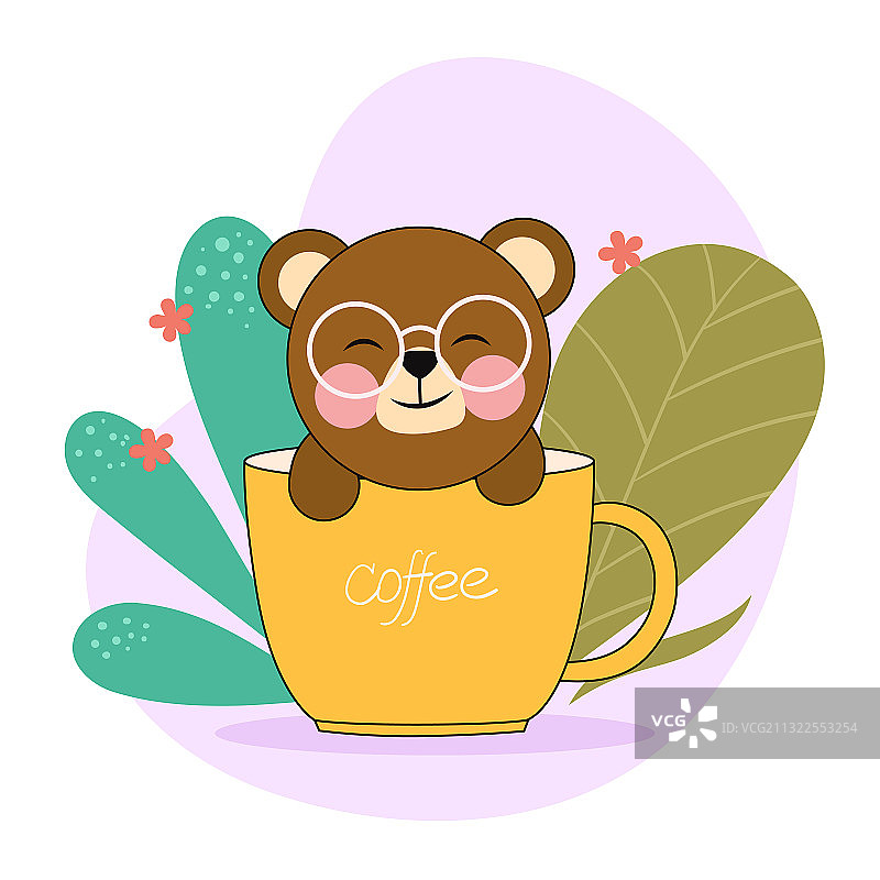 杯子里的可爱小熊矢量插画图片素材