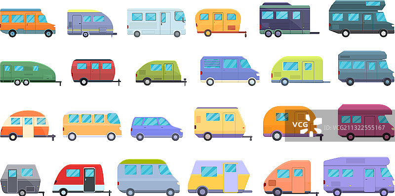 汽车露营图标卡通风格图片素材