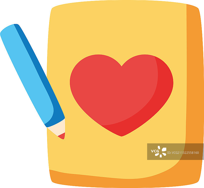 带铅笔和爱心图标的书本图片素材