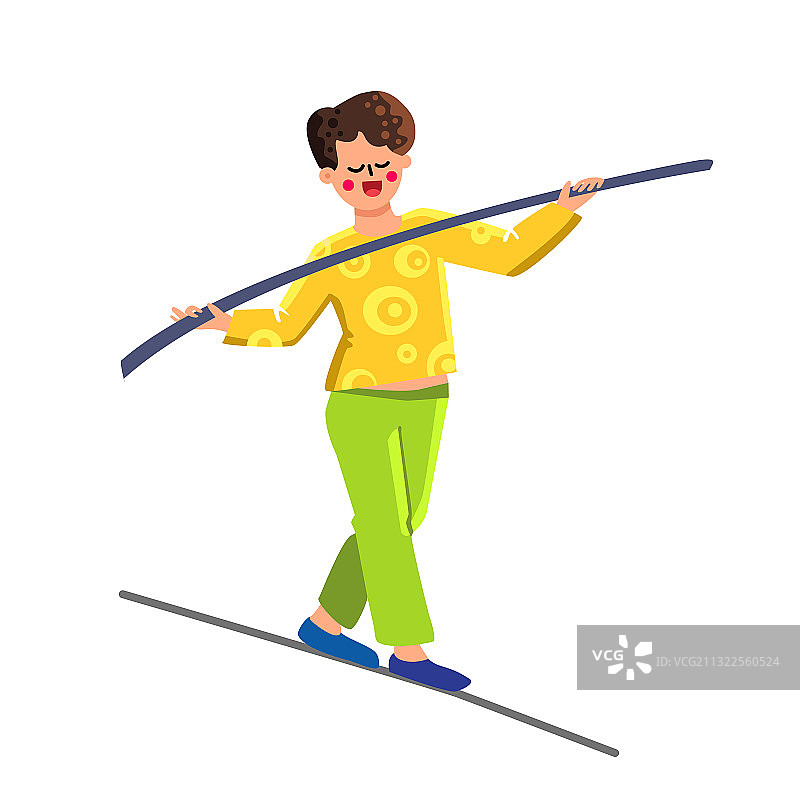 男人平衡杆走钢丝图片素材