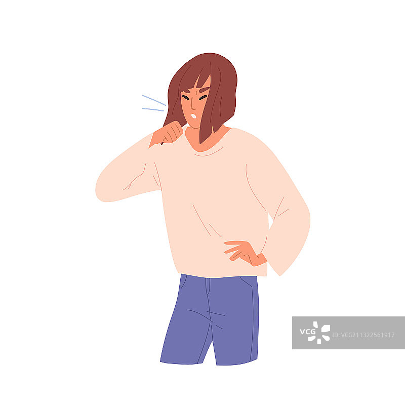 咳嗽的生病女性（支气管炎、感冒）图片素材