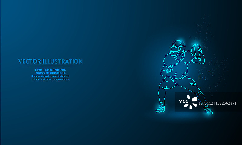 蓝色抽象背景上的美式橄榄球图片素材