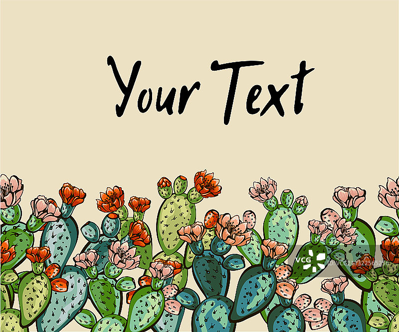 网页banner仙人掌花环图案模板图片素材